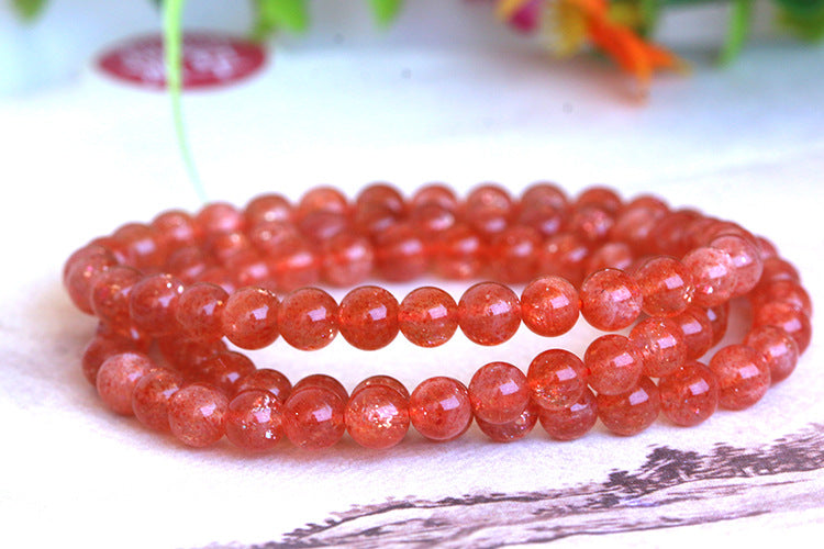 Strawberry Orange Red Crystal Sunstone Bracelet