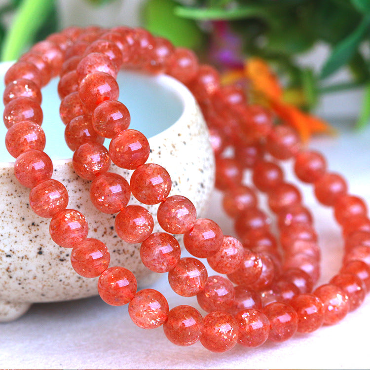 Strawberry Orange Red Crystal Sunstone Bracelet