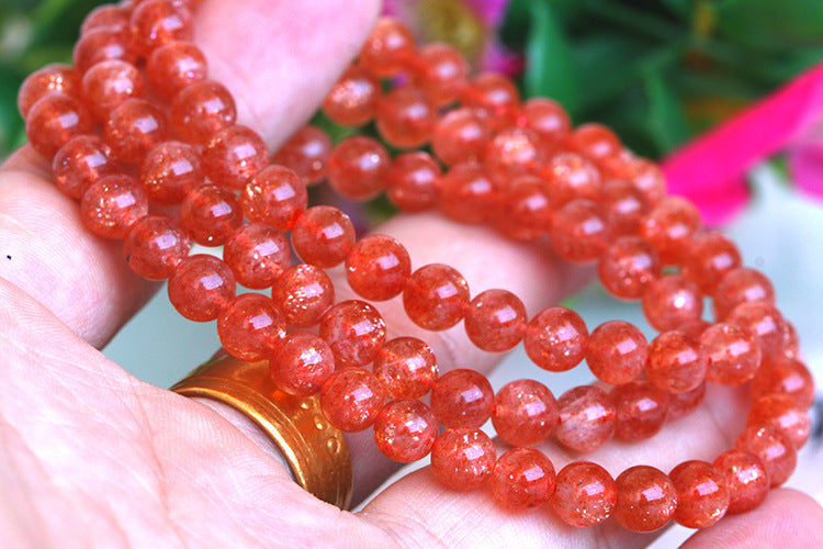 Strawberry Orange Red Crystal Sunstone Bracelet