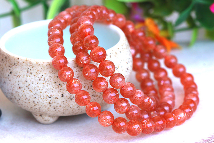 Strawberry Orange Red Crystal Sunstone Bracelet