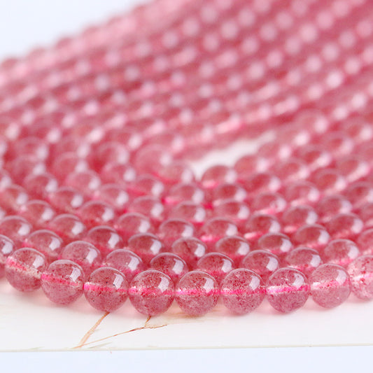 Natural Strawberry Crystal Three Loops Long Chain Bracelet