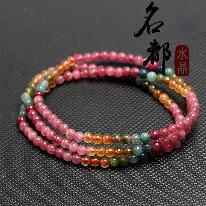 Natural Crystal Tourmaline Fashion Three Loop Bracelet