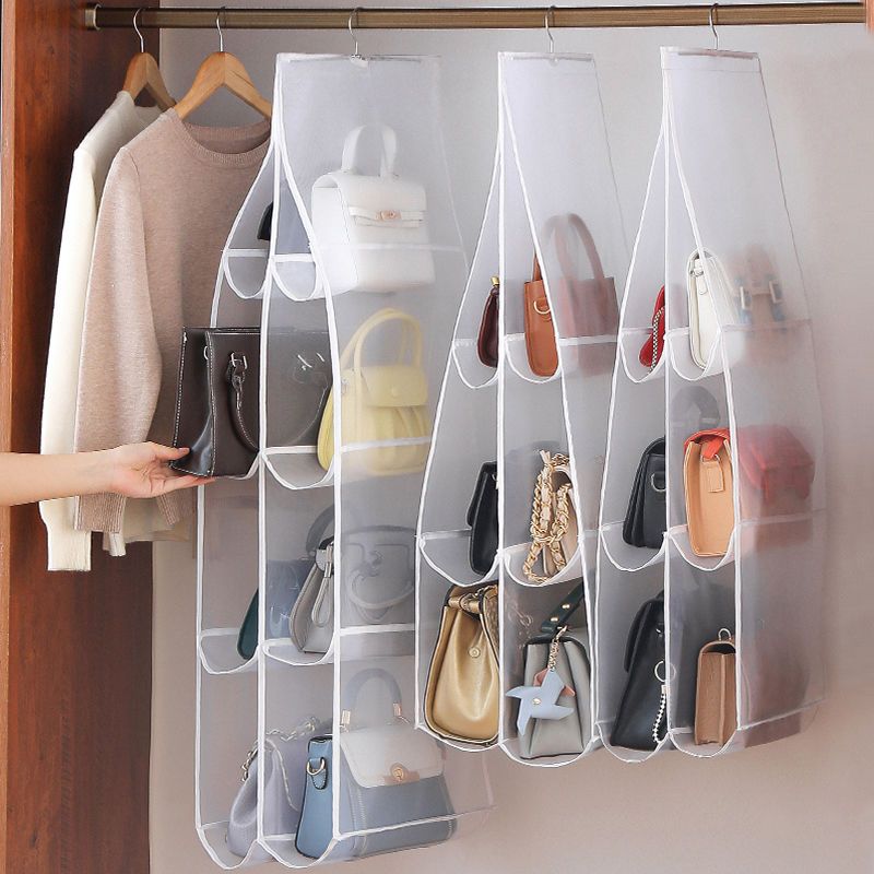 Hanging Fabric Wardrobe Wall-mounted Double-sided Door Dormitory Storage Bag