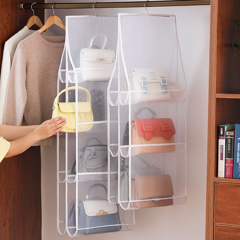 Hanging Fabric Wardrobe Wall-mounted Double-sided Door Dormitory Storage Bag