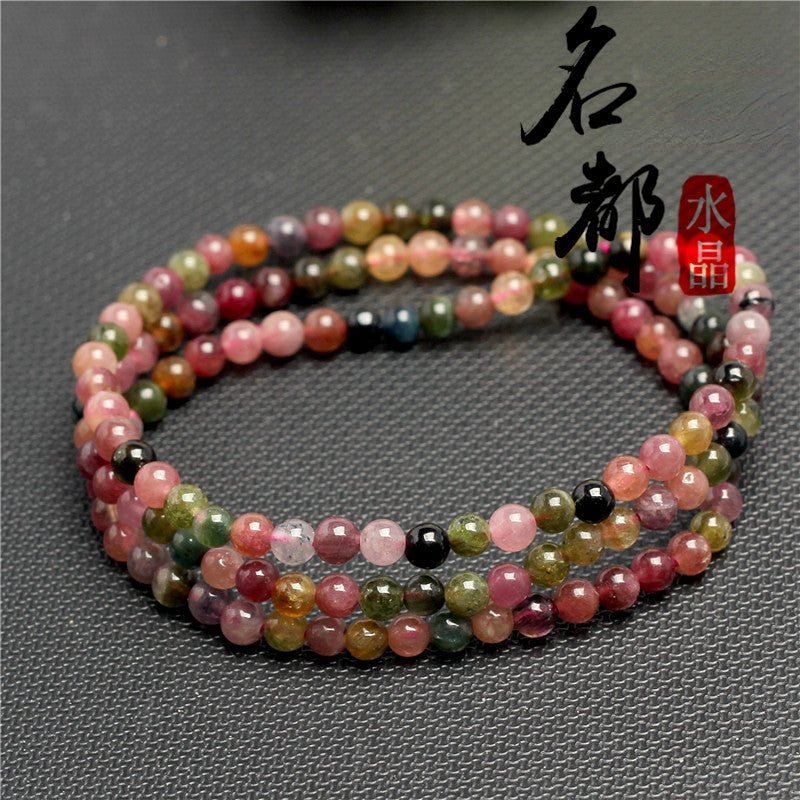 Natural Crystal Tourmaline Fashion Three Loop Bracelet