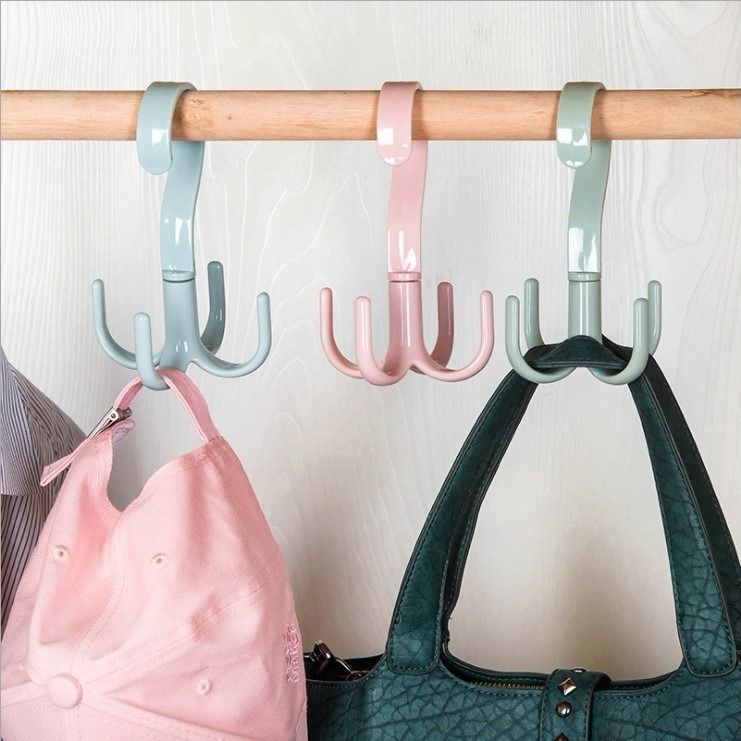 Rotatable Four-claw Bag Hook Slipper Tie Scarf Coat Rack Hanger