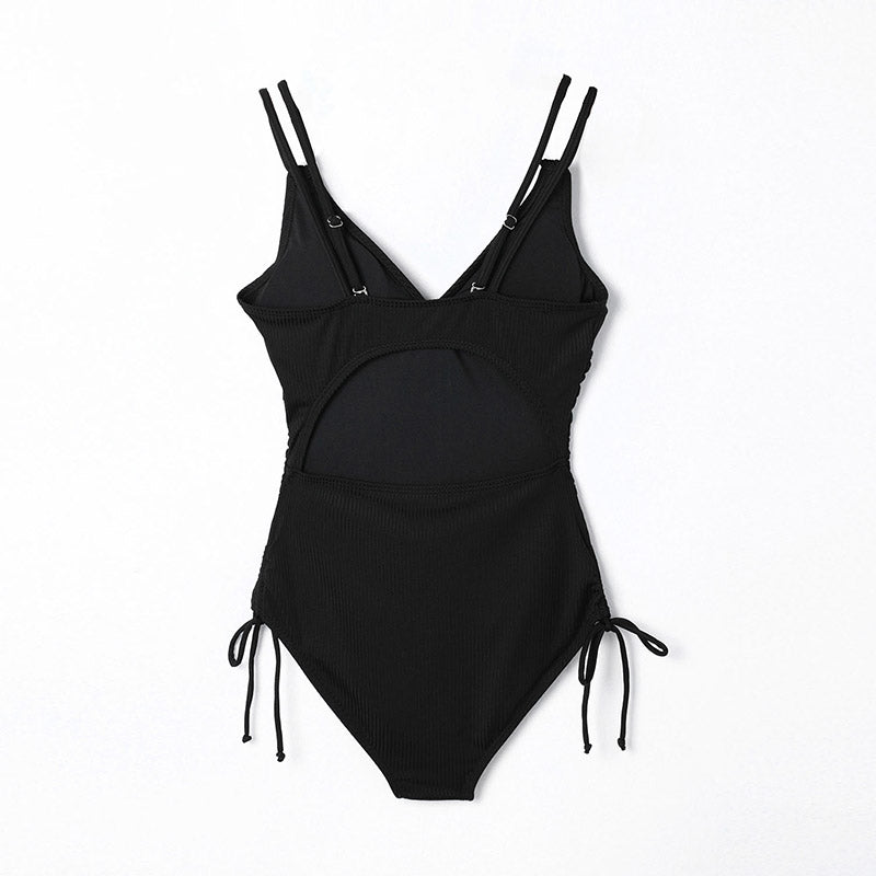 Adjustable Straps Ribbed Knit One Piece Swimsuit For Women 2023