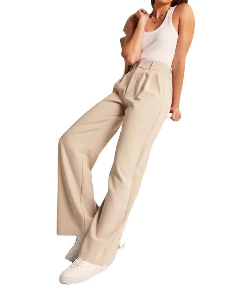 High Waist Wide Leg Casual Suit Pants