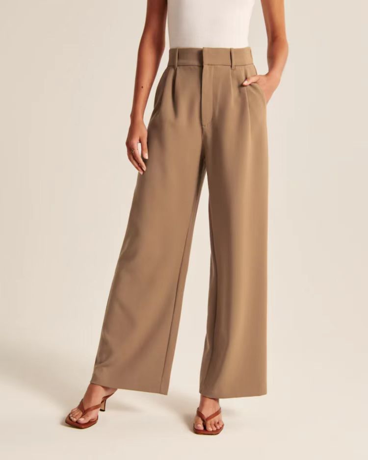 High Waist Wide Leg Casual Suit Pants