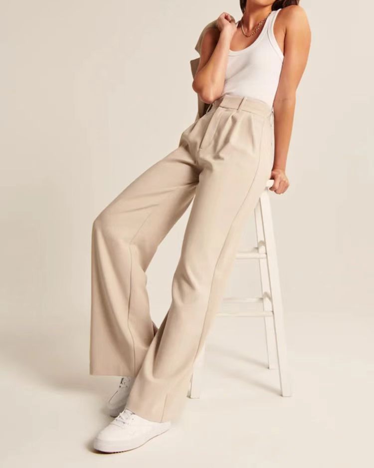 High Waist Wide Leg Casual Suit Pants