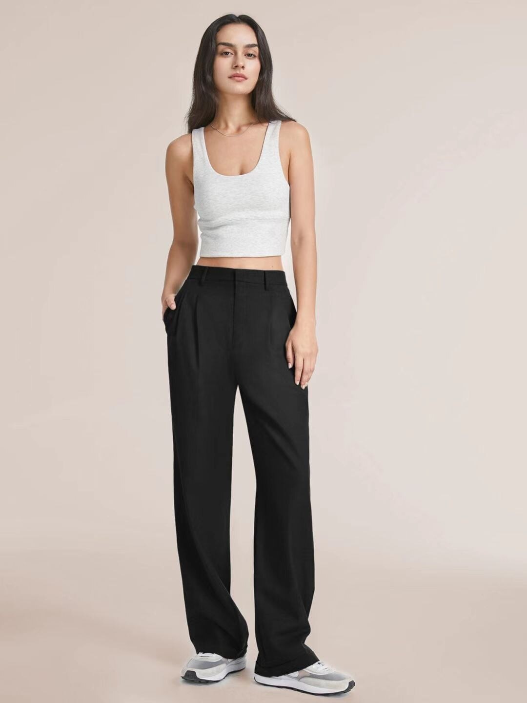 High Waist Wide Leg Casual Suit Pants