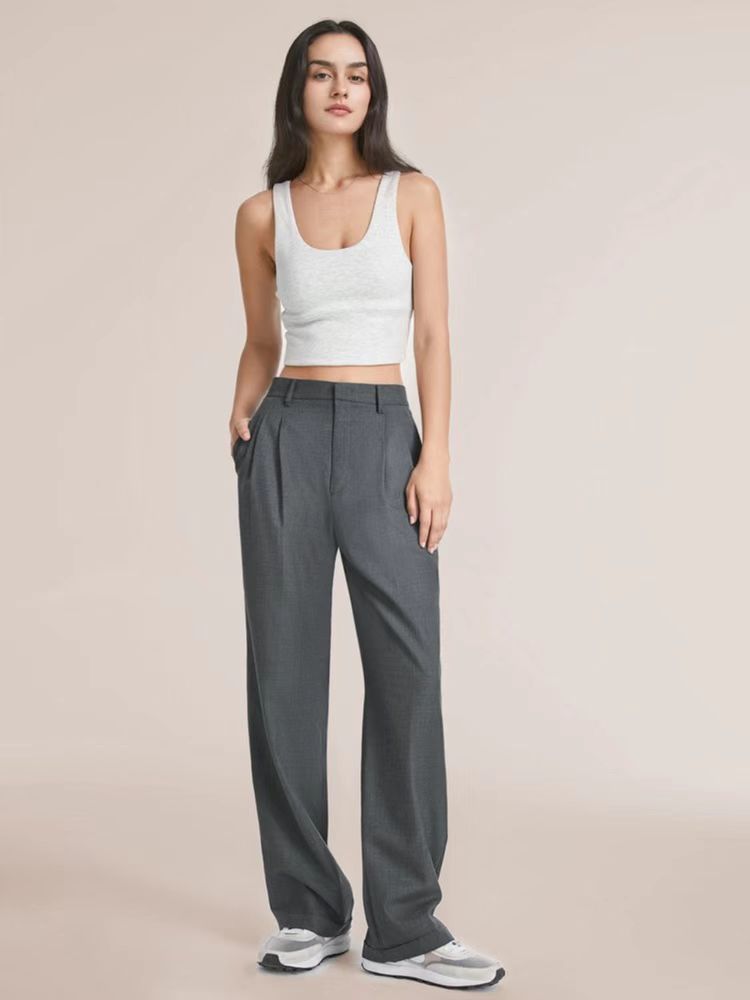 High Waist Wide Leg Casual Suit Pants