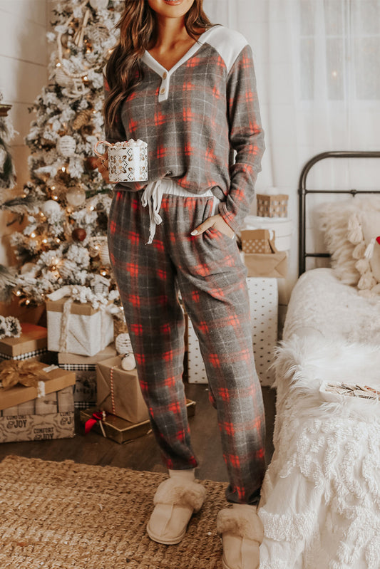 Plaid Brushed 2pcs Loungewear Set