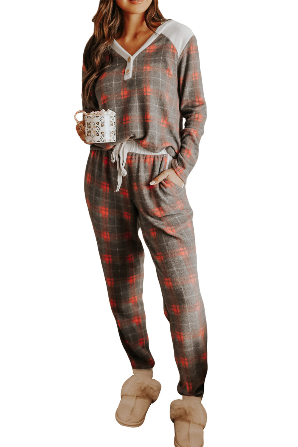 Plaid Brushed 2pcs Loungewear Set