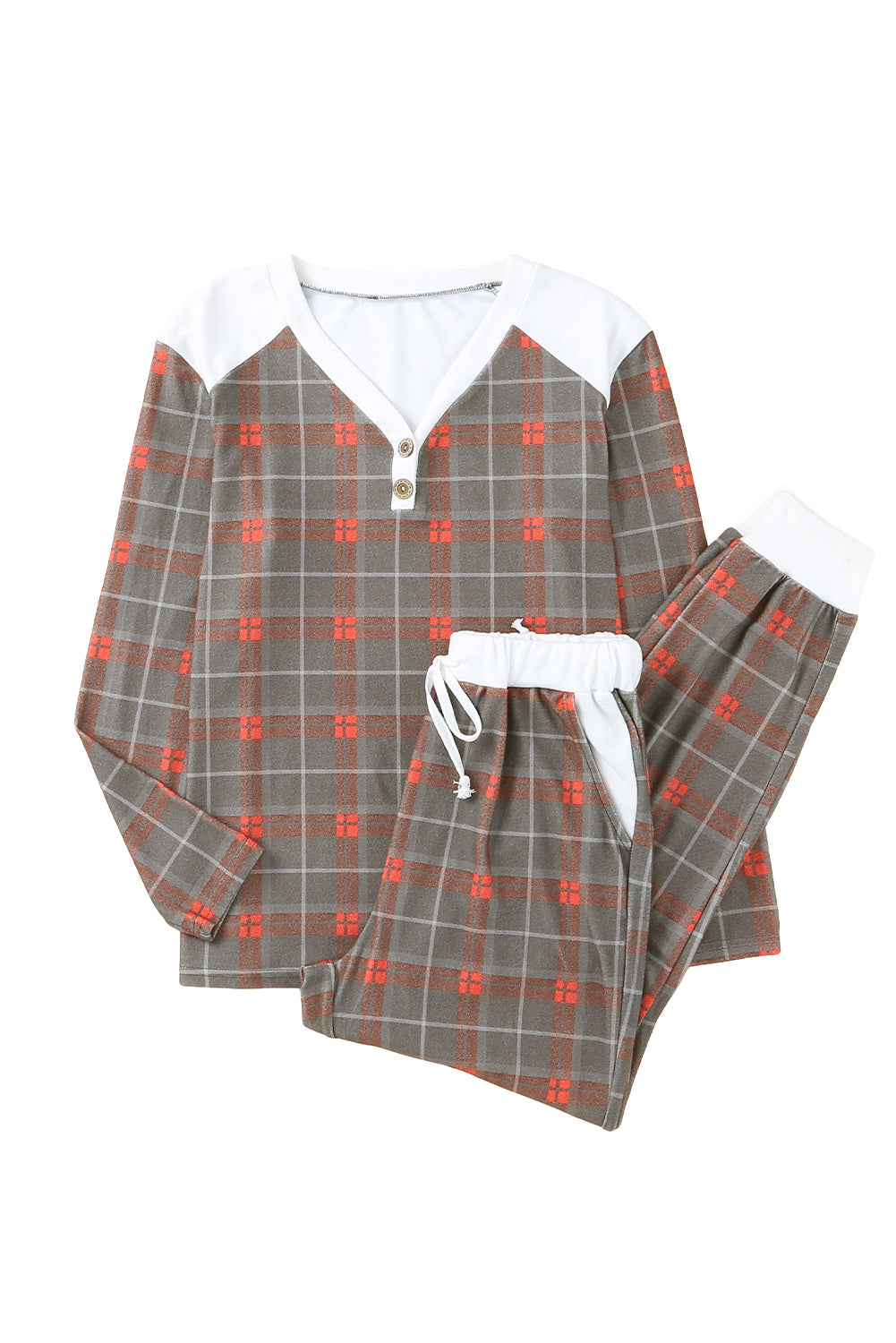 Plaid Brushed 2pcs Loungewear Set