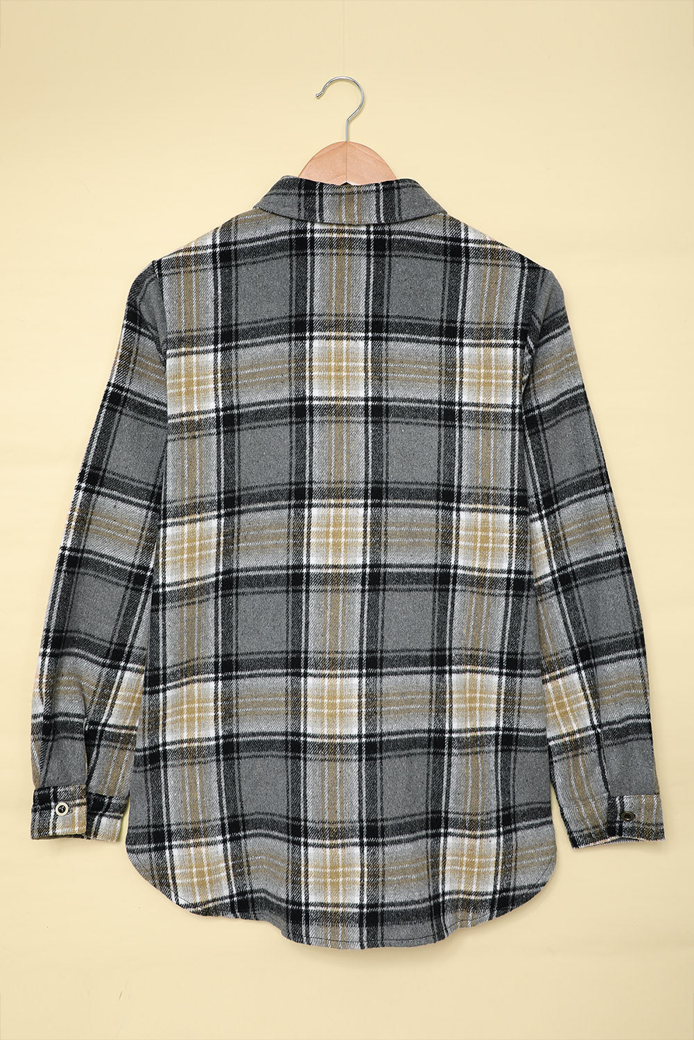 Oversize Rounded Hem Plaid Shirt with Slits