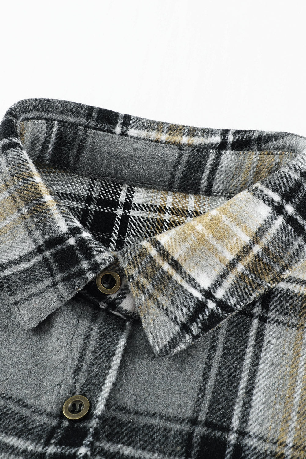 Oversize Rounded Hem Plaid Shirt with Slits