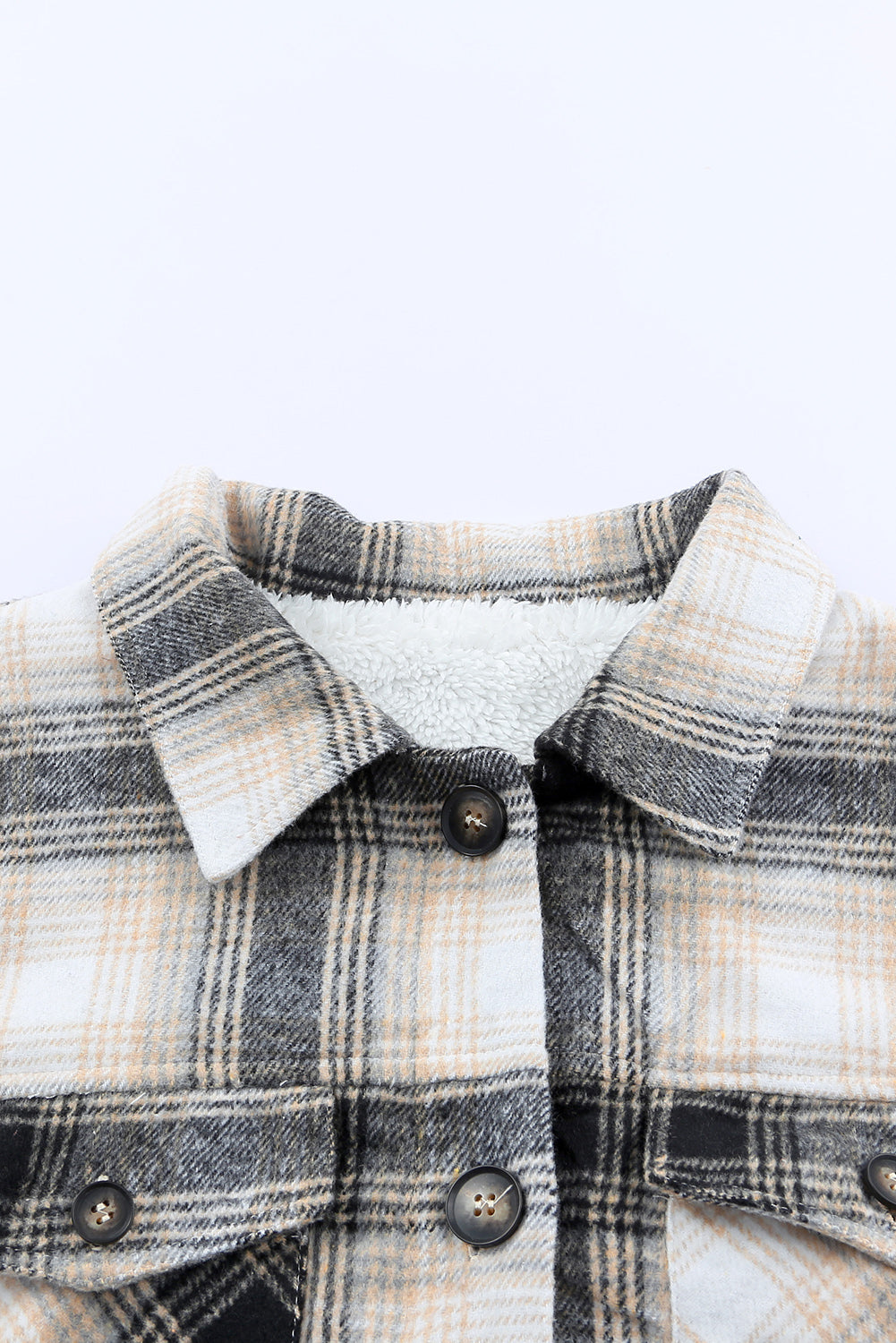 Black Vintage Plaid Fleece Lining Jacket