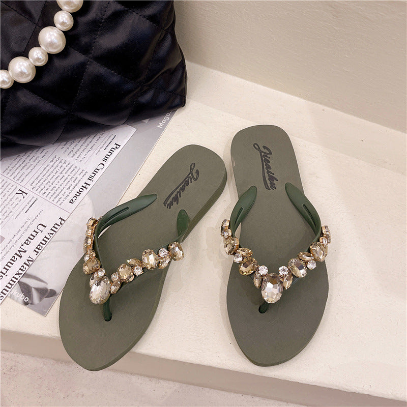 Stained Glass Flat-heeled Rhinestone Slippers