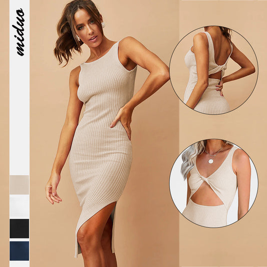 Sleeveless Sexy Spicy Girl Celebrity Wrapped Bodycon Dress