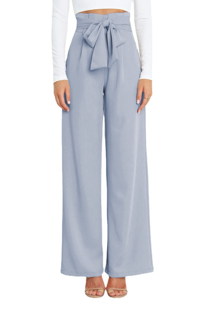 Casual Wide-leg Trousers with Belt Pants