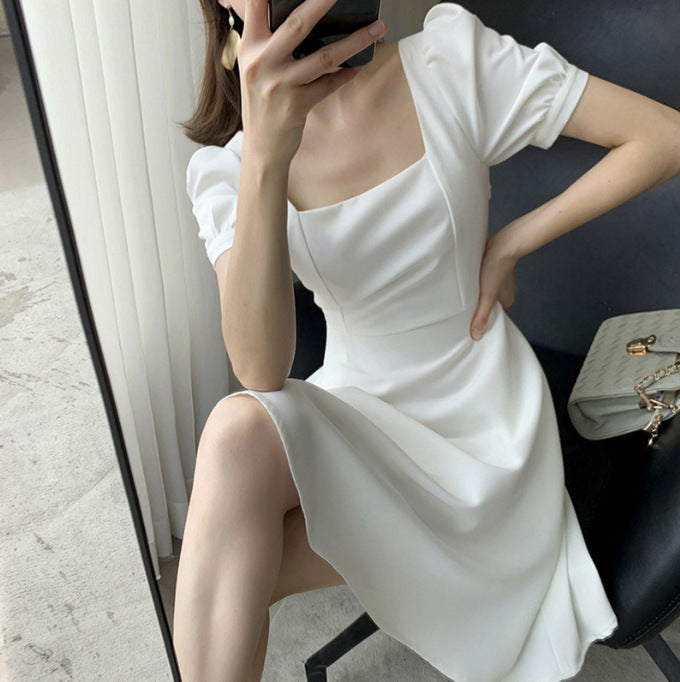 2023 Summer New Solid Simple Ruched Elegant Skirt Dress