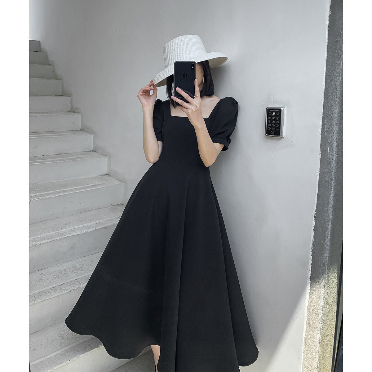 2023 Summer New Solid Simple Ruched Elegant Skirt Dress