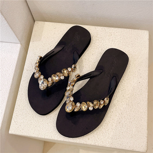 Stained Glass Flat-heeled Rhinestone Slippers