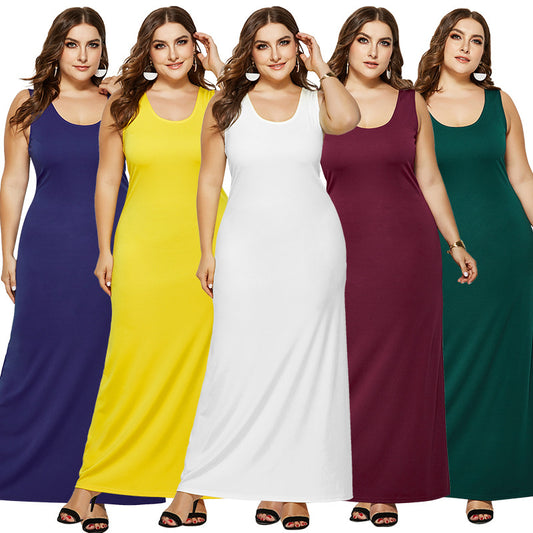 Elegant Solid Color Sleeveless Women Codycon Long Dress