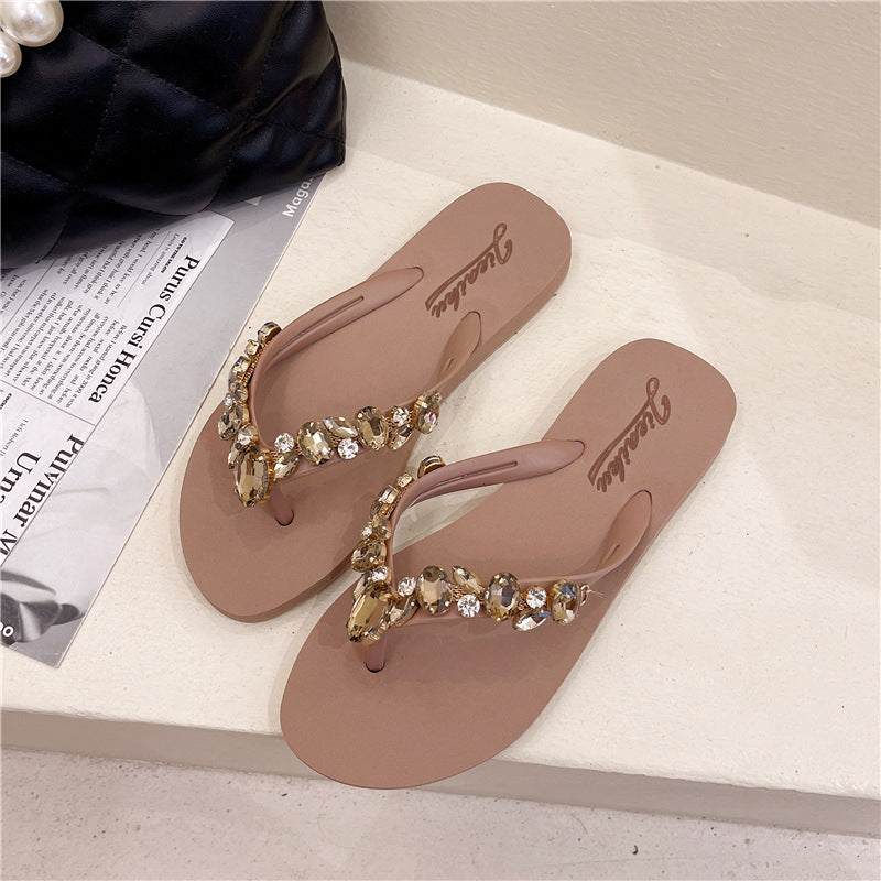 Stained Glass Flat-heeled Rhinestone Slippers