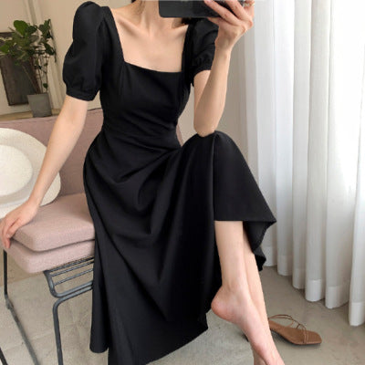 2023 Summer New Solid Simple Ruched Elegant Skirt Dress