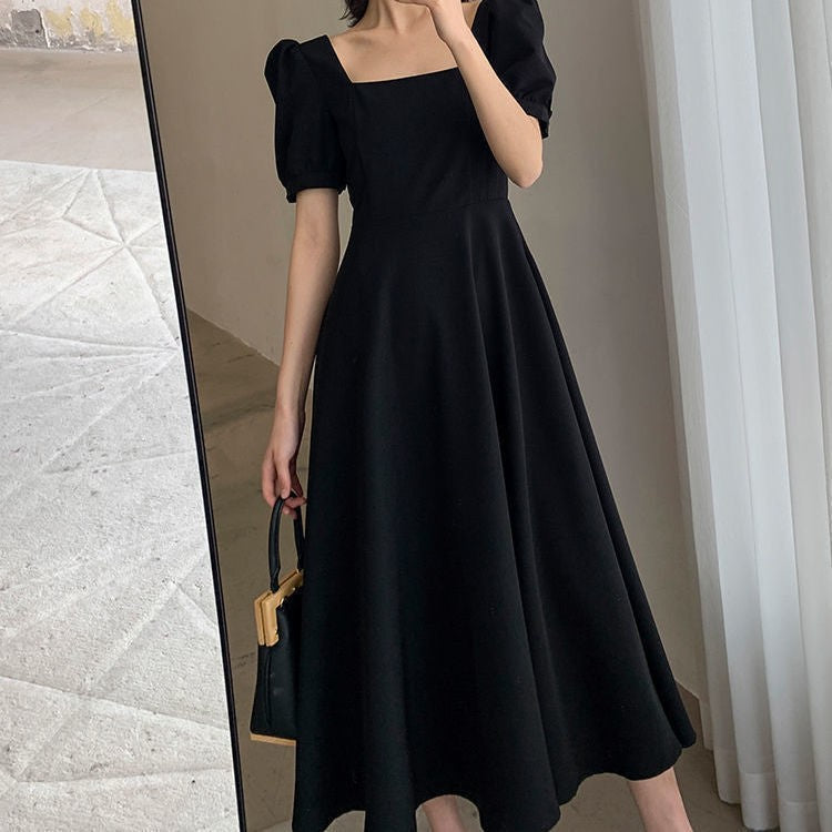 2023 Summer New Solid Simple Ruched Elegant Skirt Dress