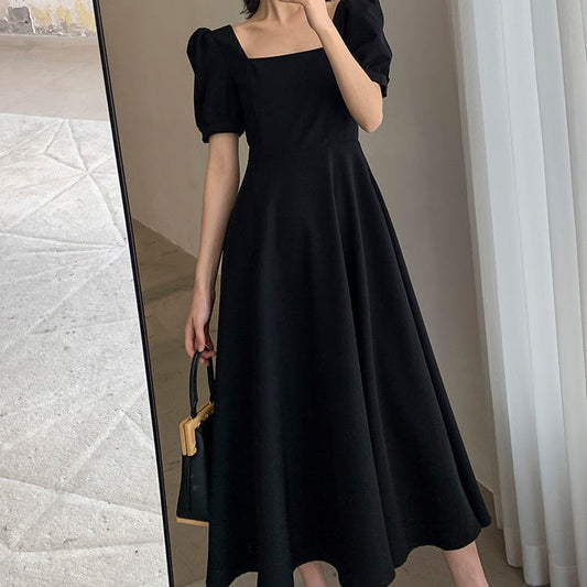 2023 Summer New Solid Simple Ruched Elegant Skirt Dress