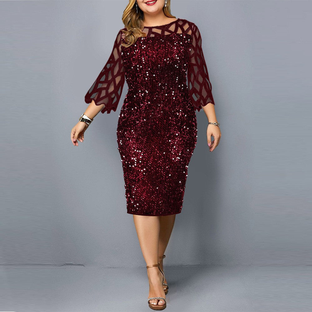 Pencil Sequins Bodycon Party Evening Dress