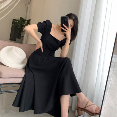 2023 Summer New Solid Simple Ruched Elegant Skirt Dress