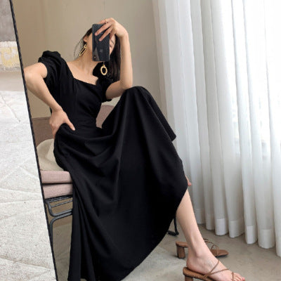 2023 Summer New Solid Simple Ruched Elegant Skirt Dress