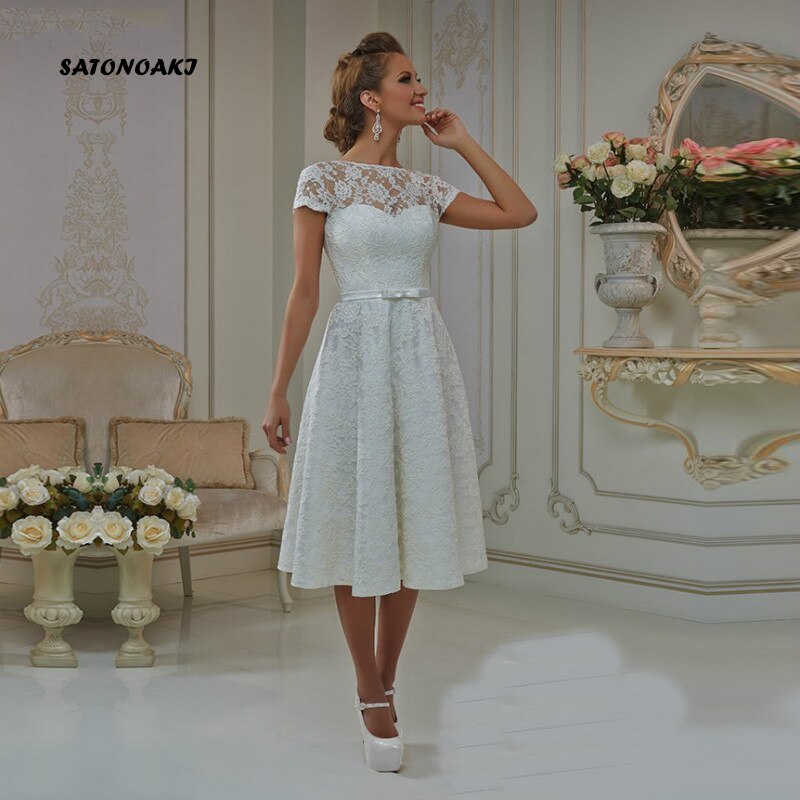 Vestidos De Novia Simple Lace Short Wedding Dress