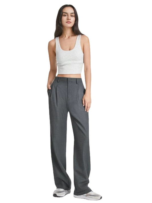 High Waist Wide Leg Casual Suit Pants