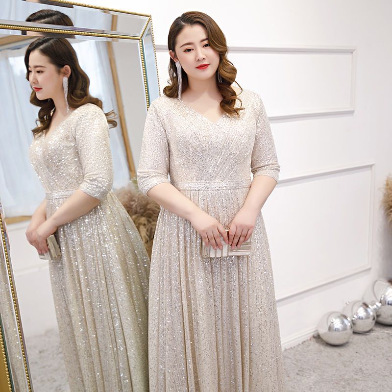 Sequins Plus Size Evening Bridesmaid Dress