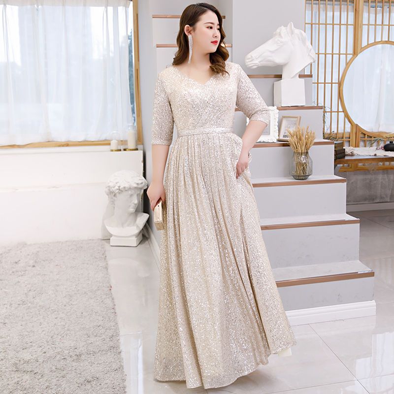 Sequins Plus Size Evening Bridesmaid Dress