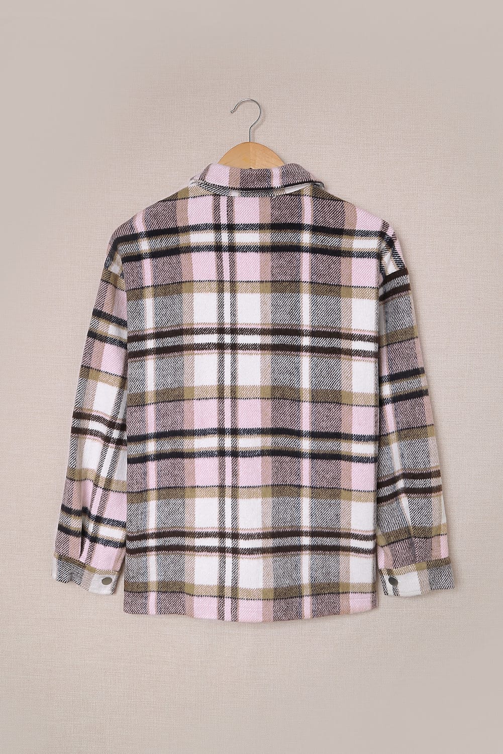 Geometric Plaid Print Pocketed Shirt